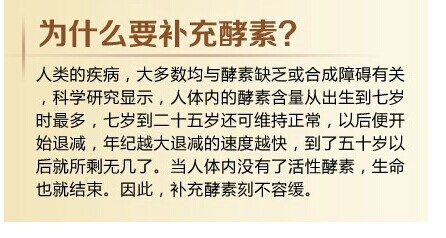 大多数均与酵素缺乏或合成障碍有关,科学研究显示,人体内的酵素含量从