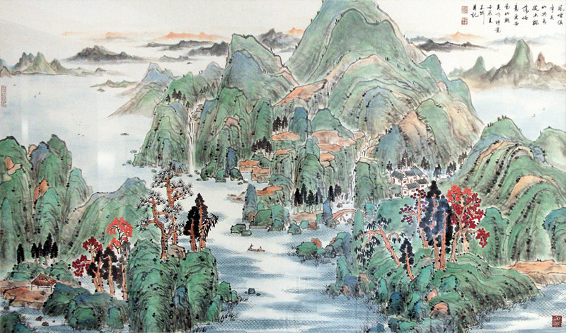 招嘉焯总监国画作品《青山绿水》