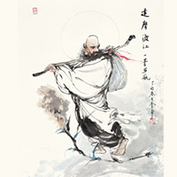 金申作品《达摩渡江》