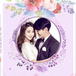 粉紫色浪漫/婚礼邀请函/情侣相册