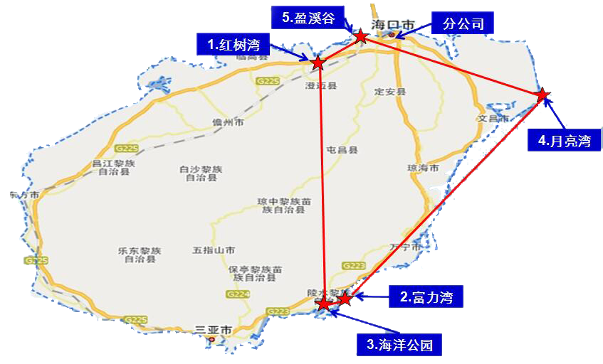 陵水富力湾,陵水海洋主题公园,海口那甲盈溪谷,澄迈红树湾,文昌月亮湾