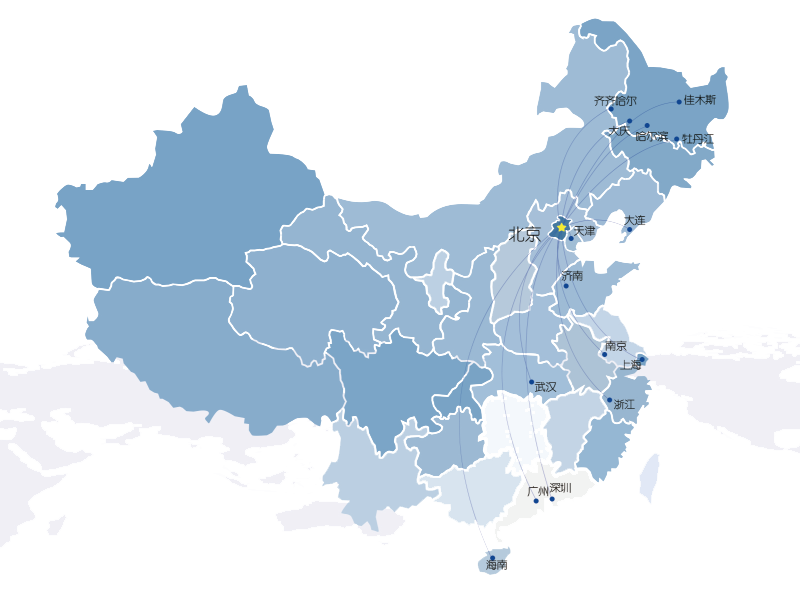 distribution map  国内业务分布图